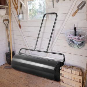 Graswals Handwals Tuinrol Zware Trommel Gazonroller Ideaal voor Vlakken Gazon (48 L / 114 x 60 x 32 cm Zwart)