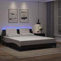 Bedframe met LED-verlichting kunstleer zwart en wit 180x200 cm
