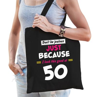 50 cadeau tasje - Dont be jealous just because i look this good - zwart - dames - 50 jaar - Sarah 50 cadeau tasje - Dont be jealous just because i look this good - zwart - dames - 50 jaar - Sarah