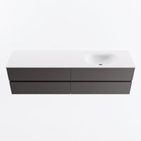 MONDIAZ VICA 180cm badmeubel onderkast Dark Grey 4 lades. Wastafel MOON rechts zonder kraangat, kleur Talc.