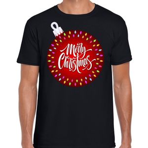 Fout kerst shirt kerstbal Merry Christmas zwart voor heren