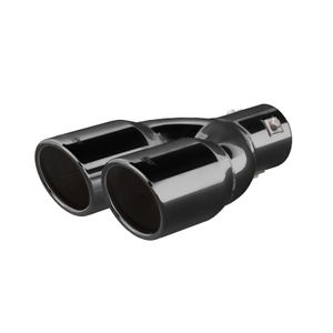 Simoni Racing Uitlaatsierstuk Dubbel Rond/Schuin RVS Zwart - 76xL230mm - Montage ->58mm SRTRX18N