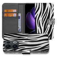OPPO Reno 13 Pro | Book Case | 'Zebra' - Stijlvol Hoesje met Dierenprint & Pasjeshouder