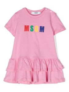 MSGM Kids robe volanté à logo imprimé - Rose