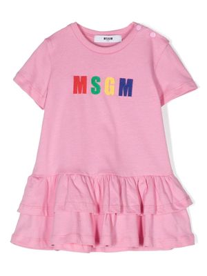 MSGM Kids robe volanté à logo imprimé - Rose