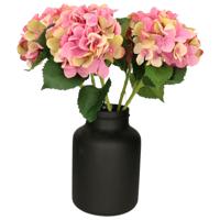 Kunstbloemen boeket Hortensias - 5 stelen - roze - 51 cm - Kunst zijdebloemen