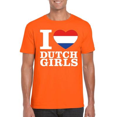 Oranje I love Dutch girls -Feestkleding t-shirt - heren - Oranje Koningsdag - Holland supporters