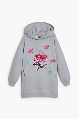 Jurk met capuchon en kersen - BLACK - 7/8