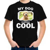 Golden retriever honden t-shirt my dog is serious cool zwart voor kinderen - thumbnail