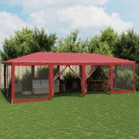 VidaXL Partytent met 12 mesh zijwanden 8x4 m hdpe rood