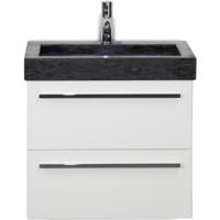 Seville Badmeubelset 60 cm - Wit Hoogglans - Wastafel Hardsteen Wit Lucca