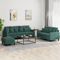 3-delige Loungeset met kussens fluweel donkergroen