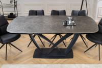 Eettafel PAPILLON 180-220-260cm marmerlook grafiet keramiek gehard glas - 45179