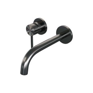 Brauer Gunmetal Edition Wastafelmengkraan inbouw - gebogen uitloop rechts - hendel lang smal - model A2 PVD - geborsteld gunmetal 5-GM-083
