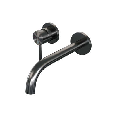 Brauer Gunmetal Edition Wastafelmengkraan inbouw - gebogen uitloop rechts - hendel lang smal - model A2 PVD - geborsteld gunmetal 5-GM-083