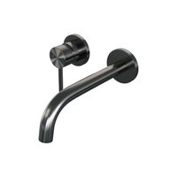 Brauer Gunmetal Edition Wastafelmengkraan inbouw - gebogen uitloop rechts - hendel lang smal - model A2 PVD - geborsteld gunmetal 5-GM-083