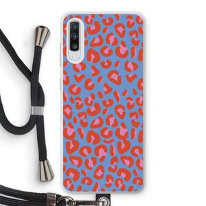 Leopard blue: Samsung Galaxy A70 Transparant Hoesje met koord