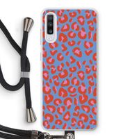 Leopard blue: Samsung Galaxy A70 Transparant Hoesje met koord