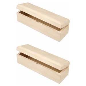 Set van 2x stuks langwerpige houten opbergdoosjes 20 x 6 x 6 cm