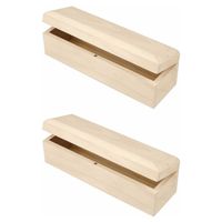 Set van 2x stuks langwerpige houten opbergdoosjes 20 x 6 x 6 cm