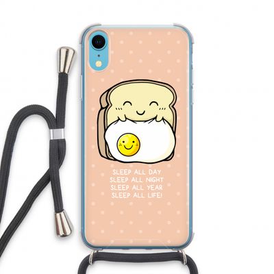 Sleep All Day: iPhone XR Transparant Hoesje met koord
