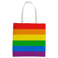 1x Polyester boodschappentasje/shopper regenboog/rainbow/pride vlag voor volwassenen en kids - thumbnail