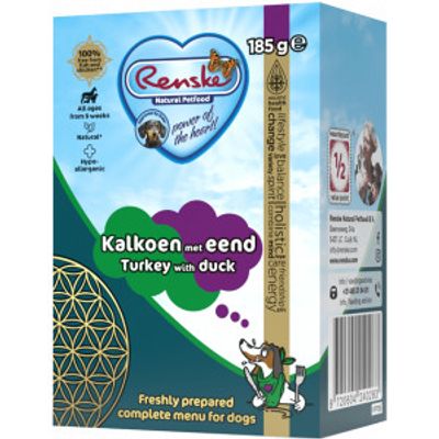 Renske vers bereid kalkoen met eend hypoallergeen natvoer hond (tetrapak) 12 x 185 g