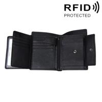 Genuine Cowhide Leather 3-folding Card Holder Wallet RFID Blocking Card Bag Protect Case for Men Size: 13*10.2*2.5cm(Black)