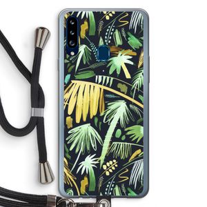 Tropical Palms Dark: Samsung Galaxy A20s Transparant Hoesje met koord