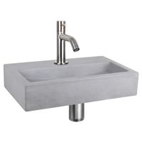 Differnz Flat fonteinset lichtgrijs beton met gebogen kraan mat chroom - thumbnail
