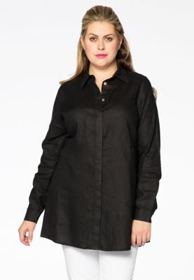 Yoek Overhemdblouse linnen | Zwart | Maat 58/60