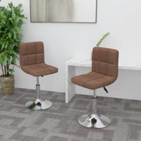 Eetkamerstoelen draaibaar 2 st stof bruin