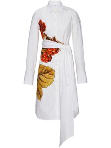 Ferragamo robe-chemise mi-longue imprimée - Blanc