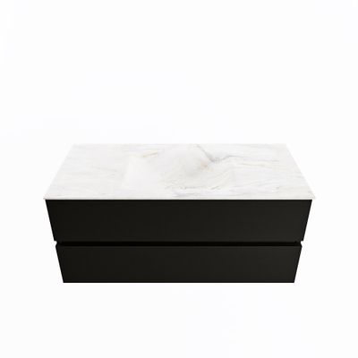 MONDIAZ VICA-DLUX 110cm badmeubel onderkast Urban 2 lades. Inbouw wastafel CLOUD midden 1 kraangat, kleur Ostra.