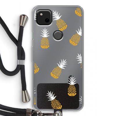 Ananasjes: Pixel 4a Transparant Hoesje met koord