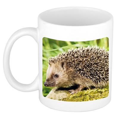 Dieren foto koffiemok - Egel - drinkbeker - wit - keramiek - 300 ml Dieren foto koffiemok - Egel - drinkbeker - wit - keramiek - 300 ml