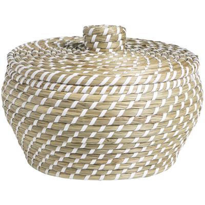 2e Halve Prijs Leen Bakker - Mand Noa - Naturel - 20xØ27xØ22 Cm - Zeegras - Crème