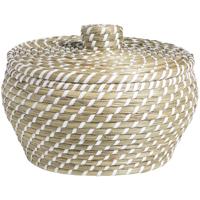 2e Halve Prijs Leen Bakker - Mand Noa - Naturel - 20xØ27xØ22 Cm - Zeegras - Crème