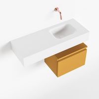 Toiletmeubel Mondiaz Andor | 80 cm | Meubelkleur Ocher | Lex vrijhangend wastafel Talc Rechts | Zonder kraangat Toiletmeubel Mondiaz Andor | 80 cm | Meubelkleur Ocher | Lex vrijhangend wastafel Talc Rechts | Zonder kraangat