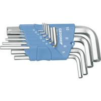 Gedore 1505408 Inbus Haakse schroevendraaierset 1.3 mm, 1.5 mm, 2 mm, 2.5 mm, 3 mm, 4 mm, 5 mm, 6 mm, 8 mm, 10 mm 10-delig