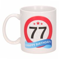 Verjaardag 77 jaar verkeersbord mok / beker   -