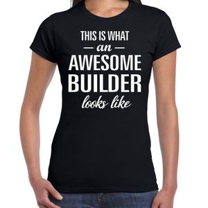Awesome builder / bouwvakker cadeau t-shirt zwart dames 2XL  -