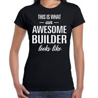 Awesome builder / bouwvakker cadeau t-shirt zwart dames 2XL  - - thumbnail