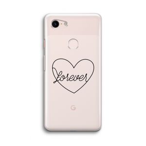 Forever heart black: Google Pixel 3 Transparant Hoesje