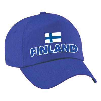 Verkleed feest pet - blauw - Finland - vlag/landen thema - zonneklep pet