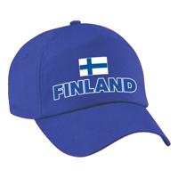 Verkleed feest pet - blauw - Finland - vlag/landen thema - zonneklep pet