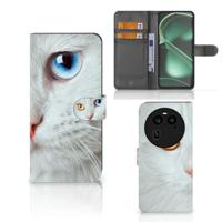 OPPO Find X6 | Telefoonhoesje | Met pasjeshouder | Witte Kat