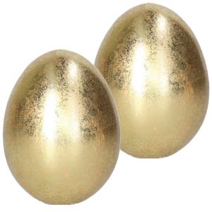 Decoratie Ei - Goud kleurig - 2x - keramiek - 8 x 9 cm - Paasdecoratie - paaseieren - Gouden eieren