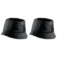 10x stuks vissershoedjes/zonnehoedjes zwart voor volwassenen 10x stuks vissershoedjes/zonnehoedjes zwart voor volwassenen
