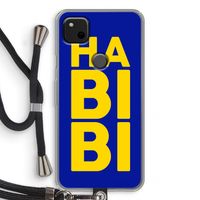 Habibi Blue: Pixel 4a Transparant Hoesje met koord